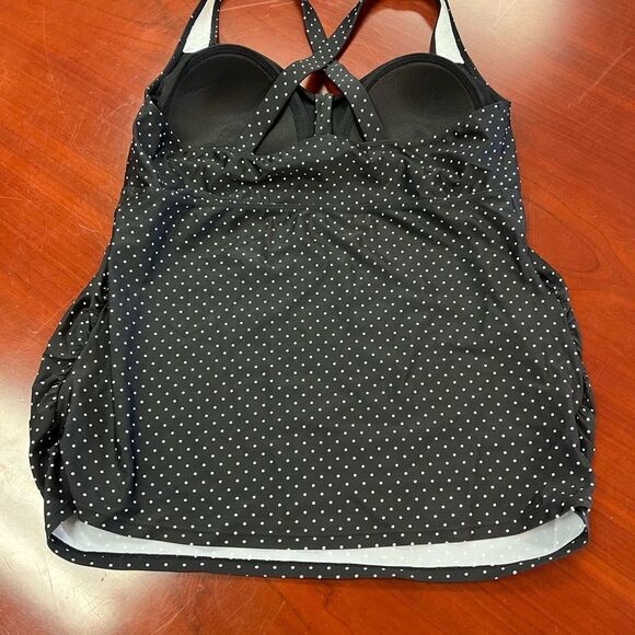 Motherhood Maternity Black Polka Dot Tankini Top sz L NWOT - Picture 2 of 3
